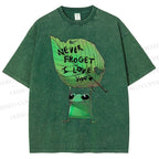Unisex Frog Leaf Printed Washed Tee