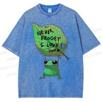 Unisex Frog Leaf Printed Washed Tee