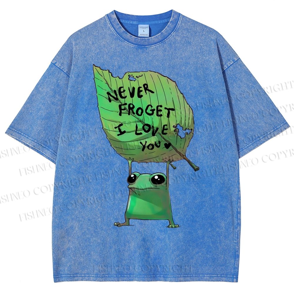 Unisex Frog Leaf Printed Washed Tee
