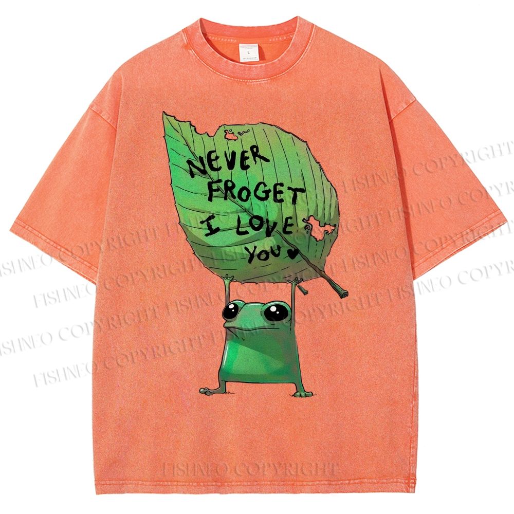 Unisex Frog Leaf Printed Washed Tee