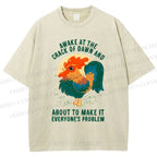 Unisex Chicken Printed Washed Tee