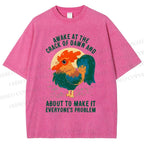 Unisex Chicken Printed Washed Tee