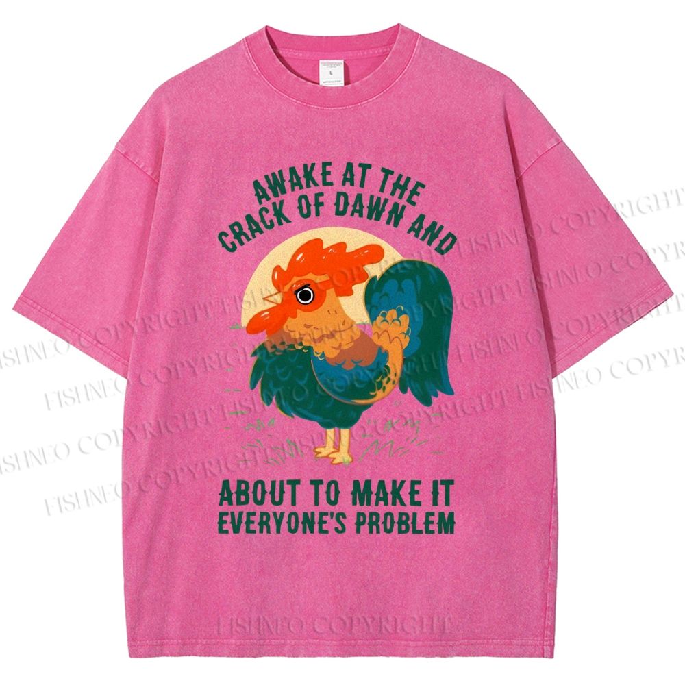 Unisex Chicken Printed Washed Tee