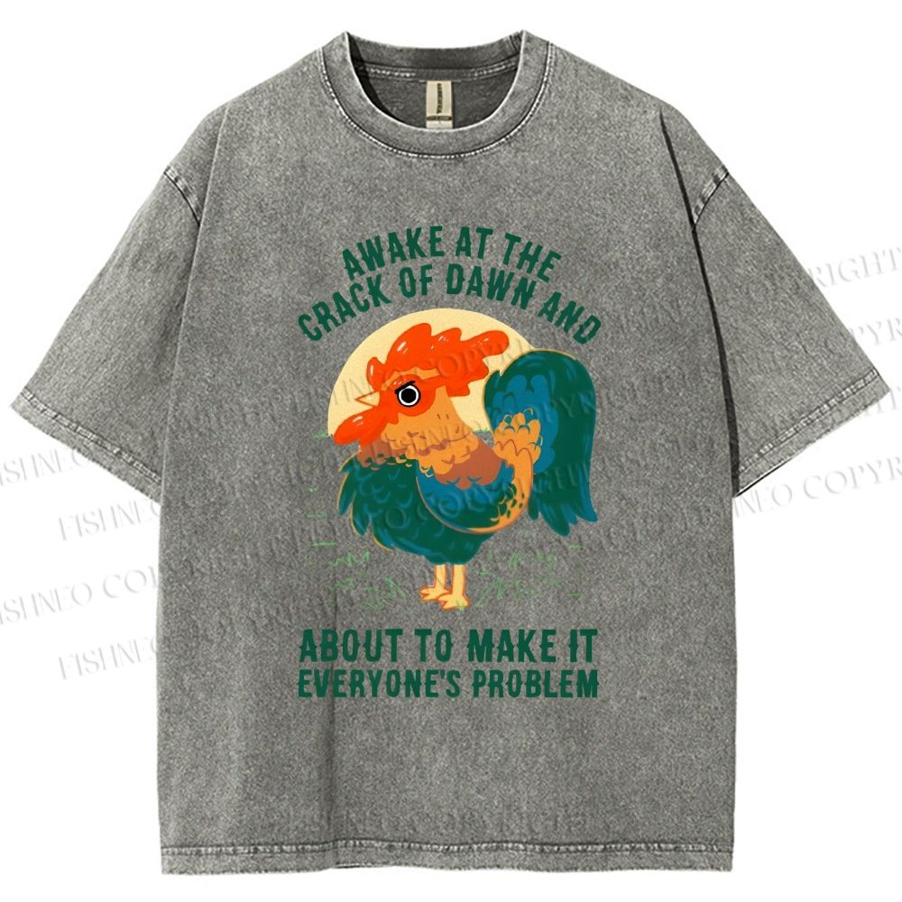 Unisex Chicken Printed Washed Tee