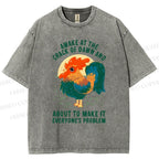 Unisex Chicken Printed Washed Tee