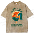 Unisex Chicken Printed Washed Tee