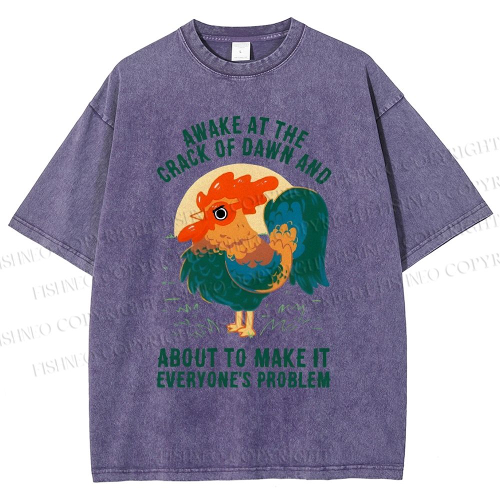 Unisex Chicken Printed Washed Tee