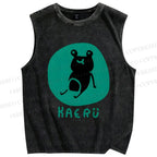 Unisex Frog Printed Washed Tank Top