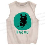 Unisex Frog Printed Washed Tank Top