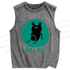 Unisex Frog Printed Washed Tank Top