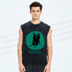 Unisex Frog Printed Washed Tank Top