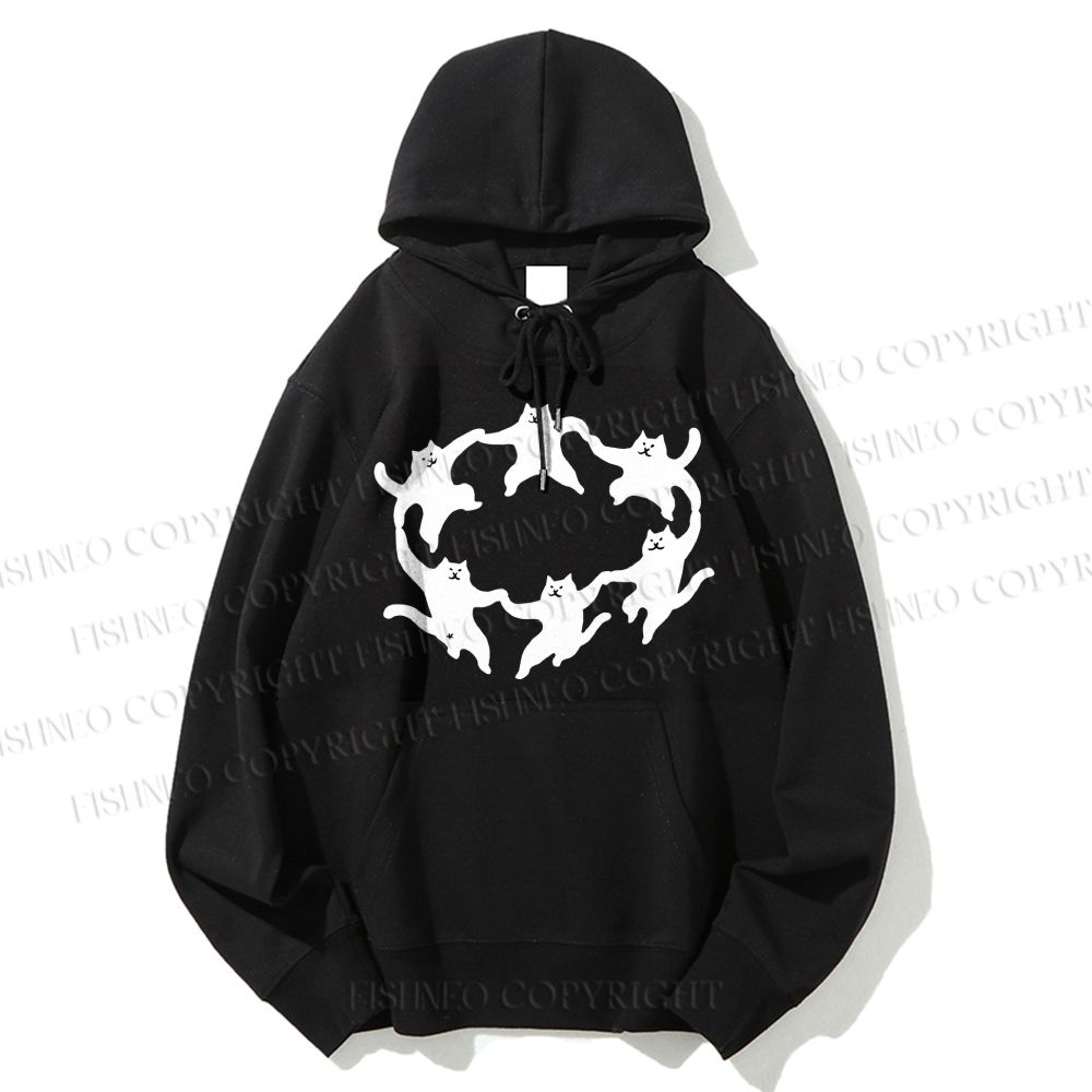 Unisex Casual Cotton Dancing Cat Printed Hoodie