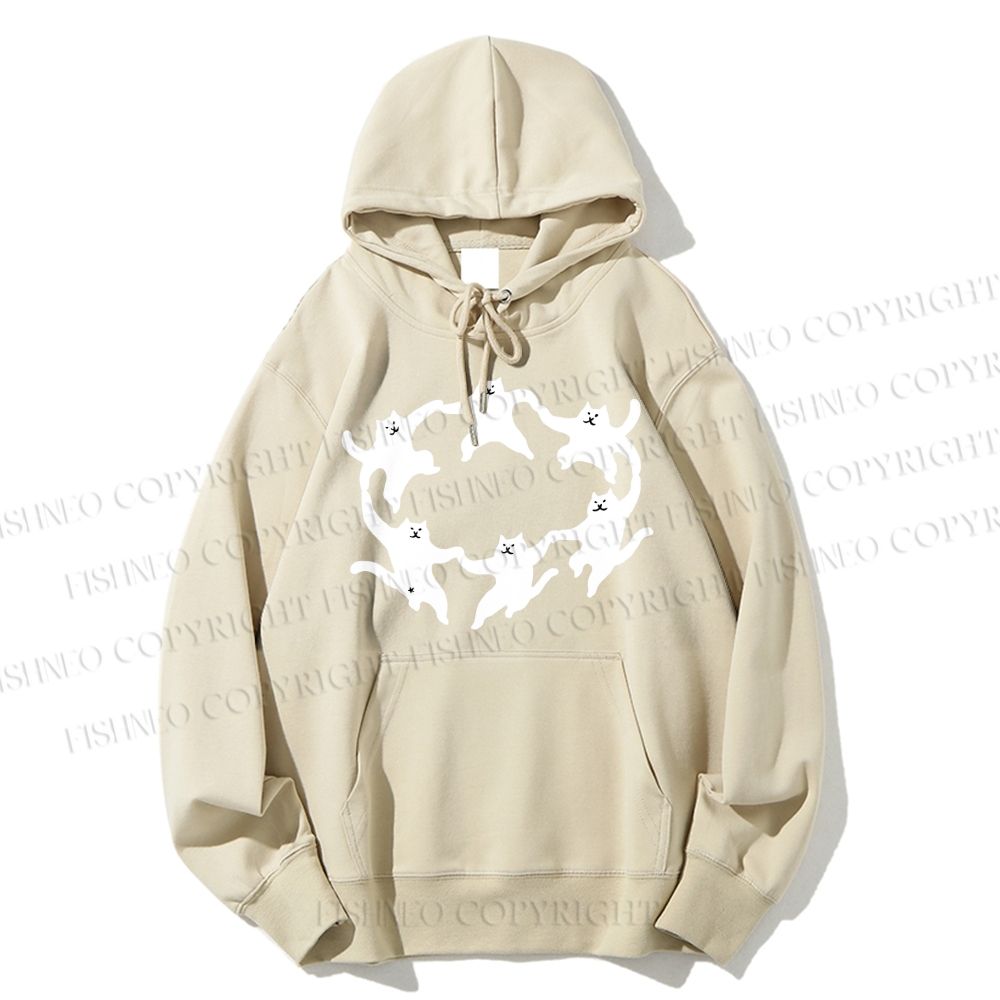 Unisex Casual Cotton Dancing Cat Printed Hoodie