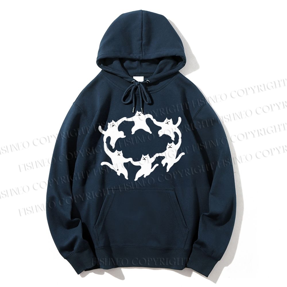 Unisex Casual Cotton Dancing Cat Printed Hoodie