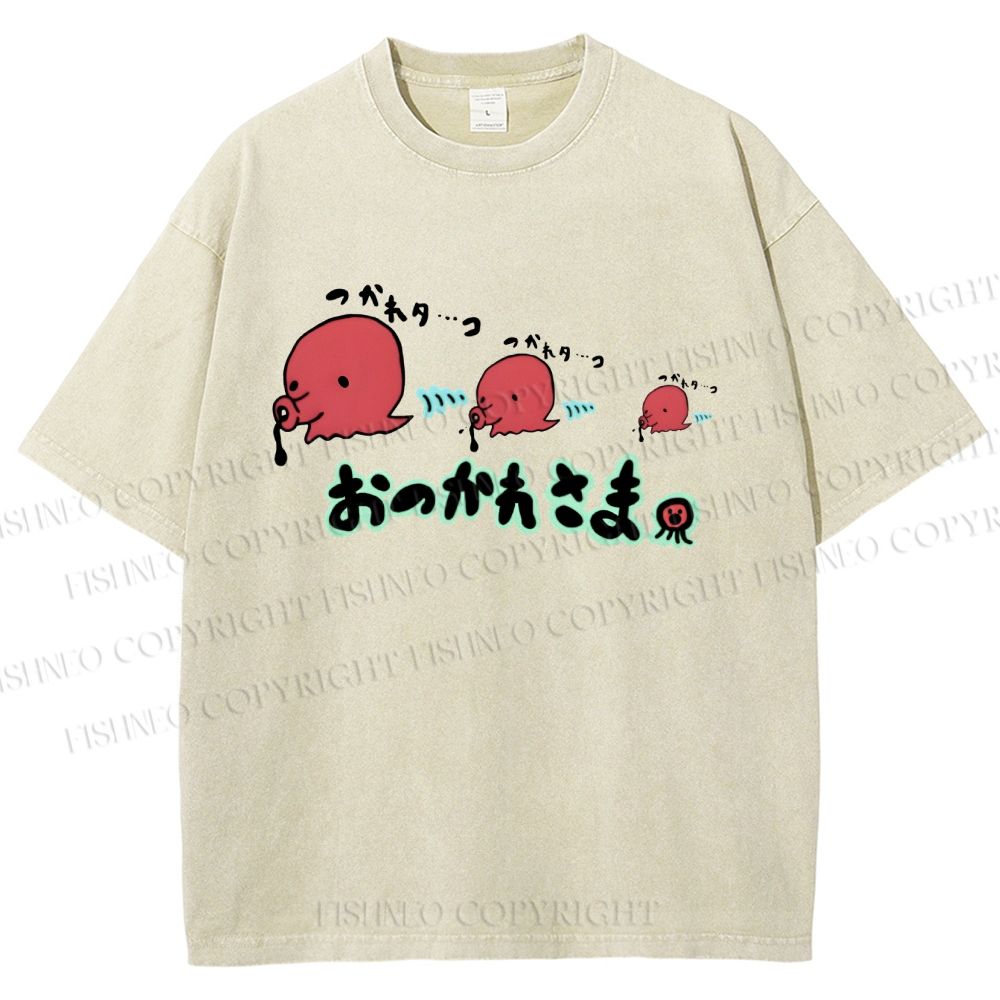 Unisex Octopus Printed Washed Tee