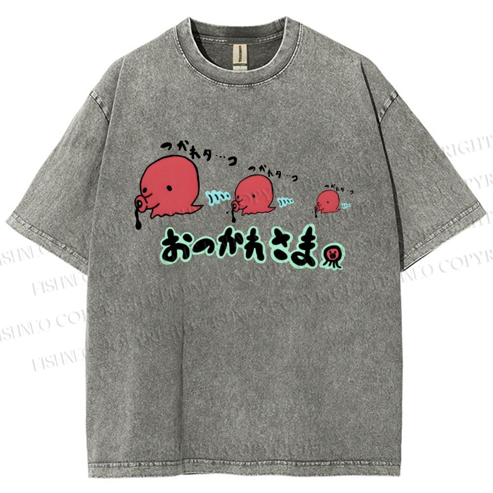 Unisex Octopus Printed Washed Tee