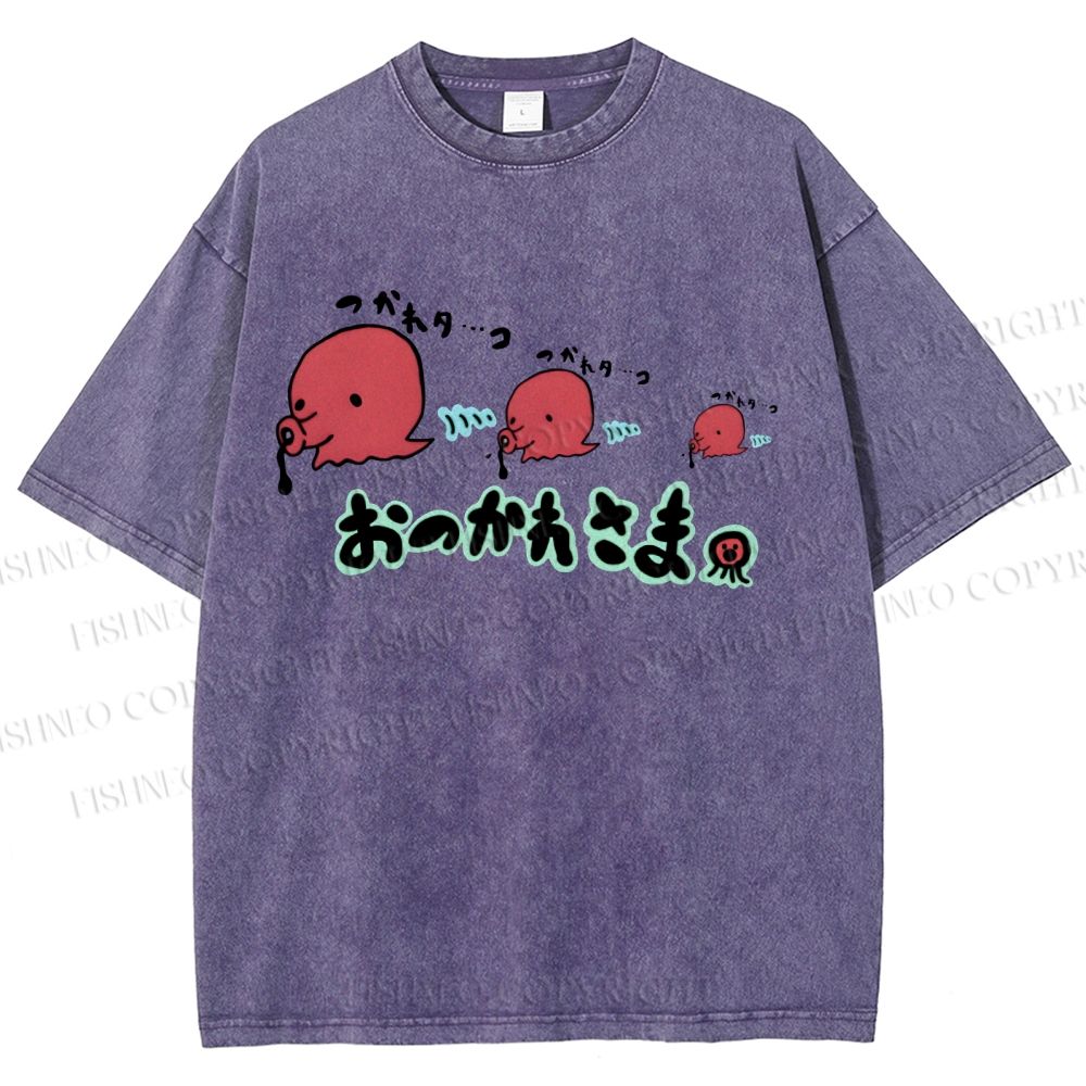 Unisex Octopus Printed Washed Tee