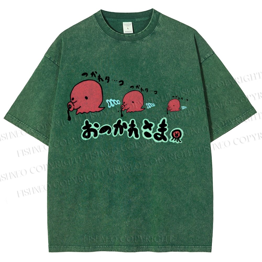Unisex Octopus Printed Washed Tee