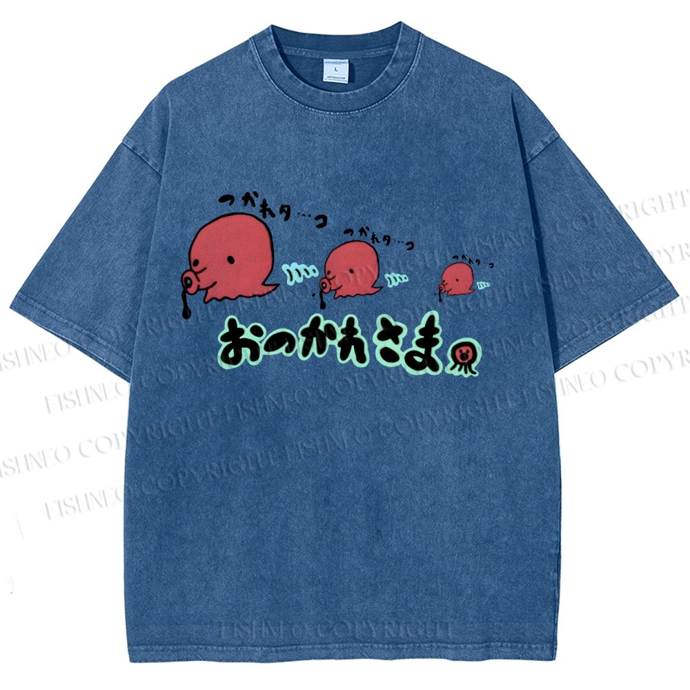 Unisex Octopus Printed Washed Tee