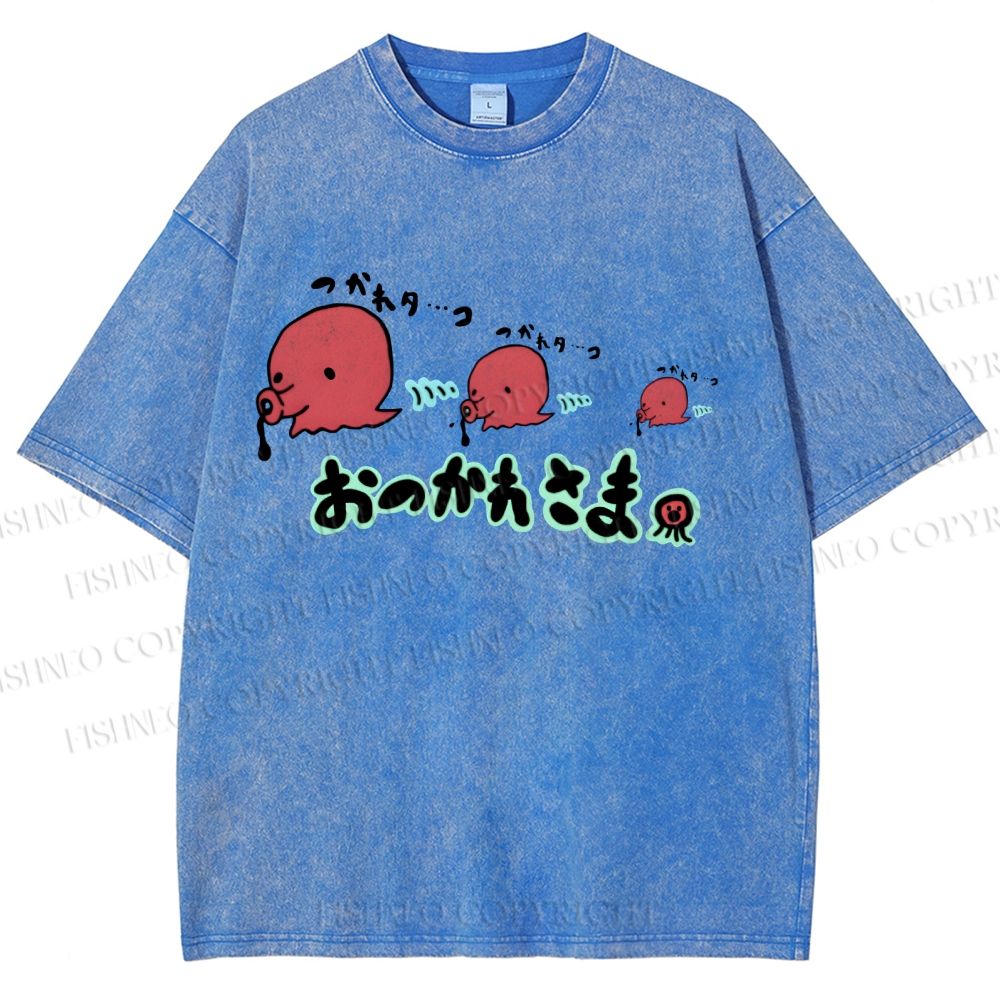 Unisex Octopus Printed Washed Tee
