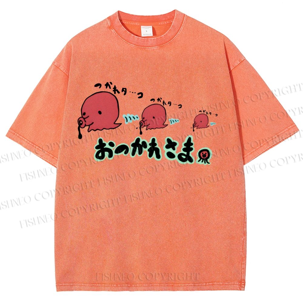 Unisex Octopus Printed Washed Tee