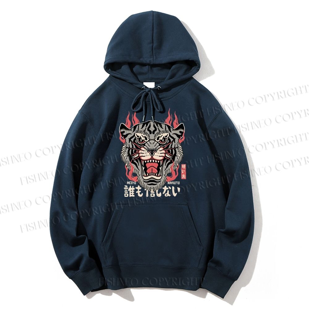 Unisex Casual Cotton Tiger Printed Hoodie