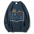 Unisex Cat Books Mushi Kuido Printed Sweatshirt