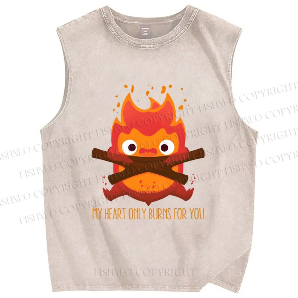 Unisex The Fire Demon Printed Washed Tank Top