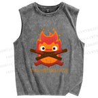 Unisex The Fire Demon Printed Washed Tank Top