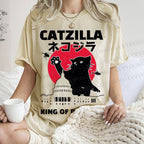 Unisex Catzilla Printed Washed Tee