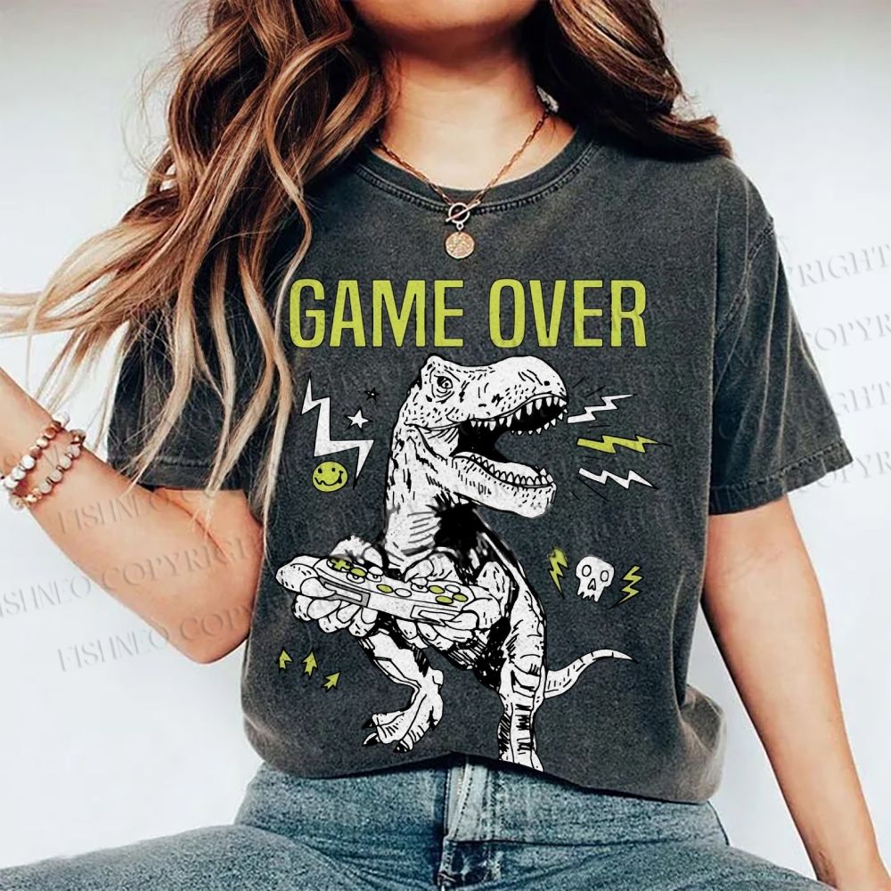 Unisex Game Over Monster Printed Washed Tee