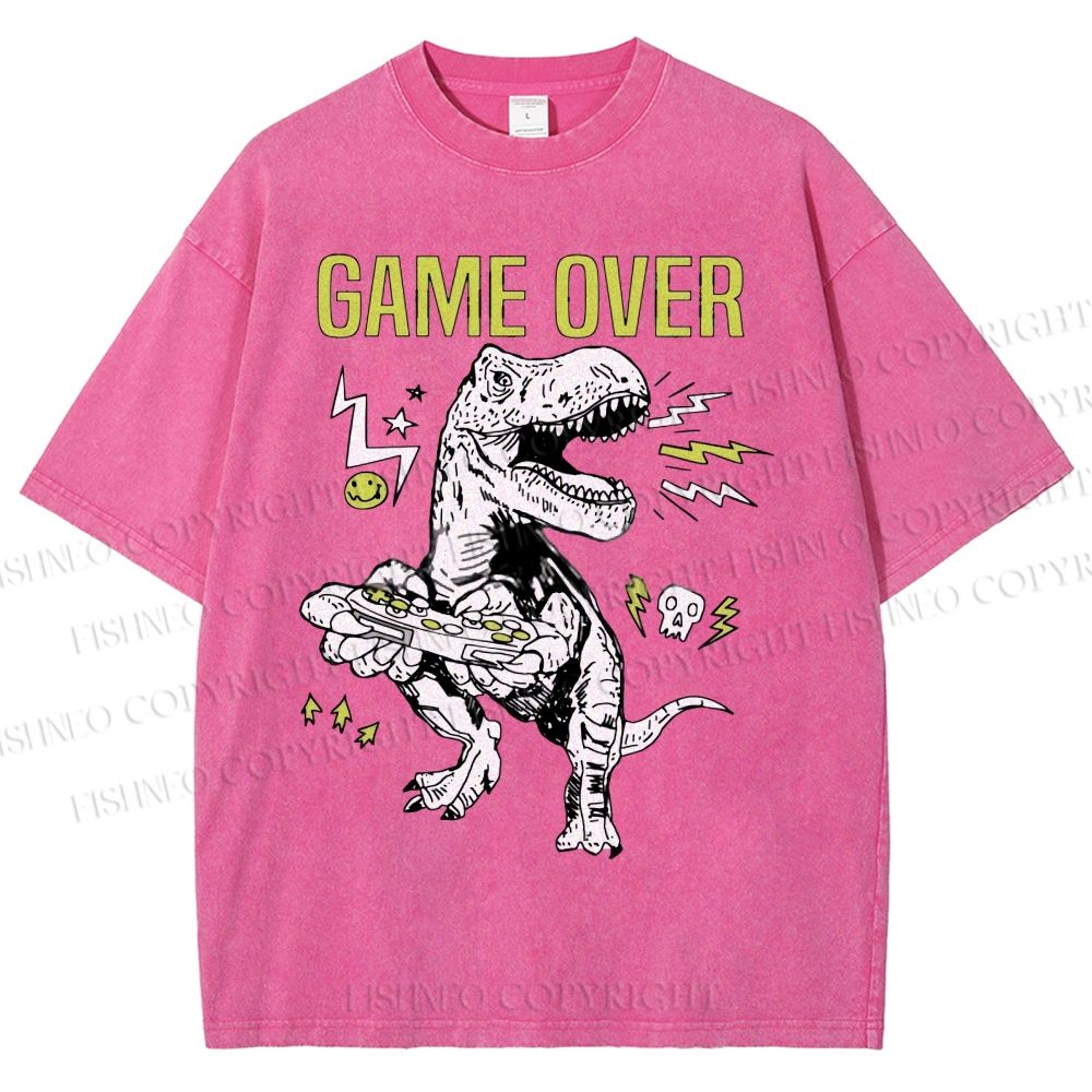 Unisex Game Over Monster Printed Washed Tee