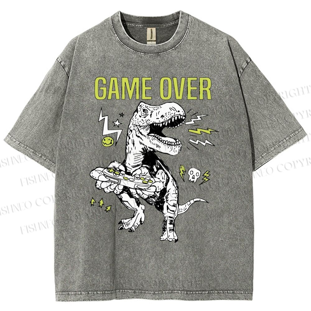 Unisex Game Over Monster Printed Washed Tee