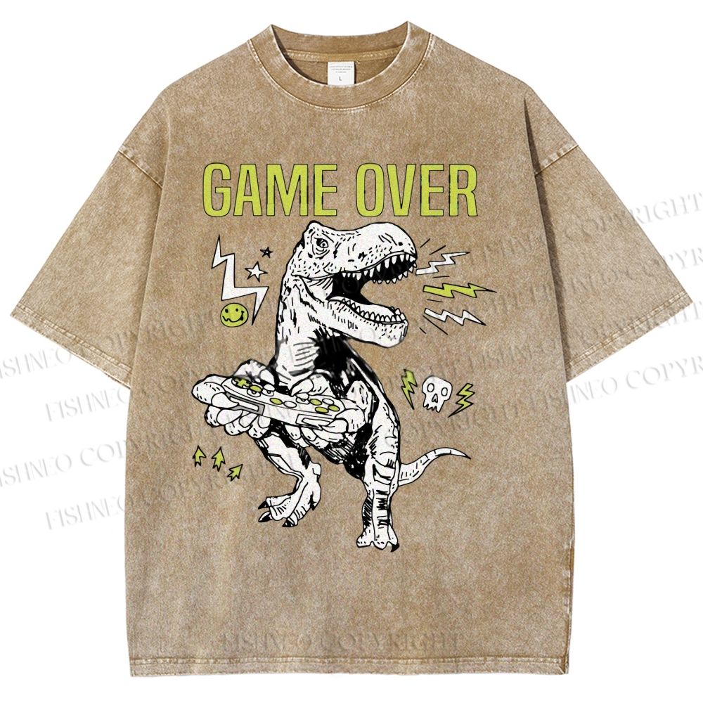 Unisex Game Over Monster Printed Washed Tee