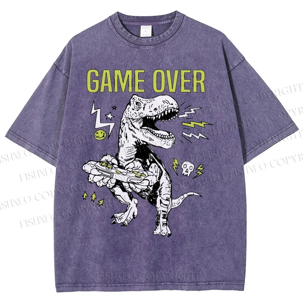 Unisex Game Over Monster Printed Washed Tee