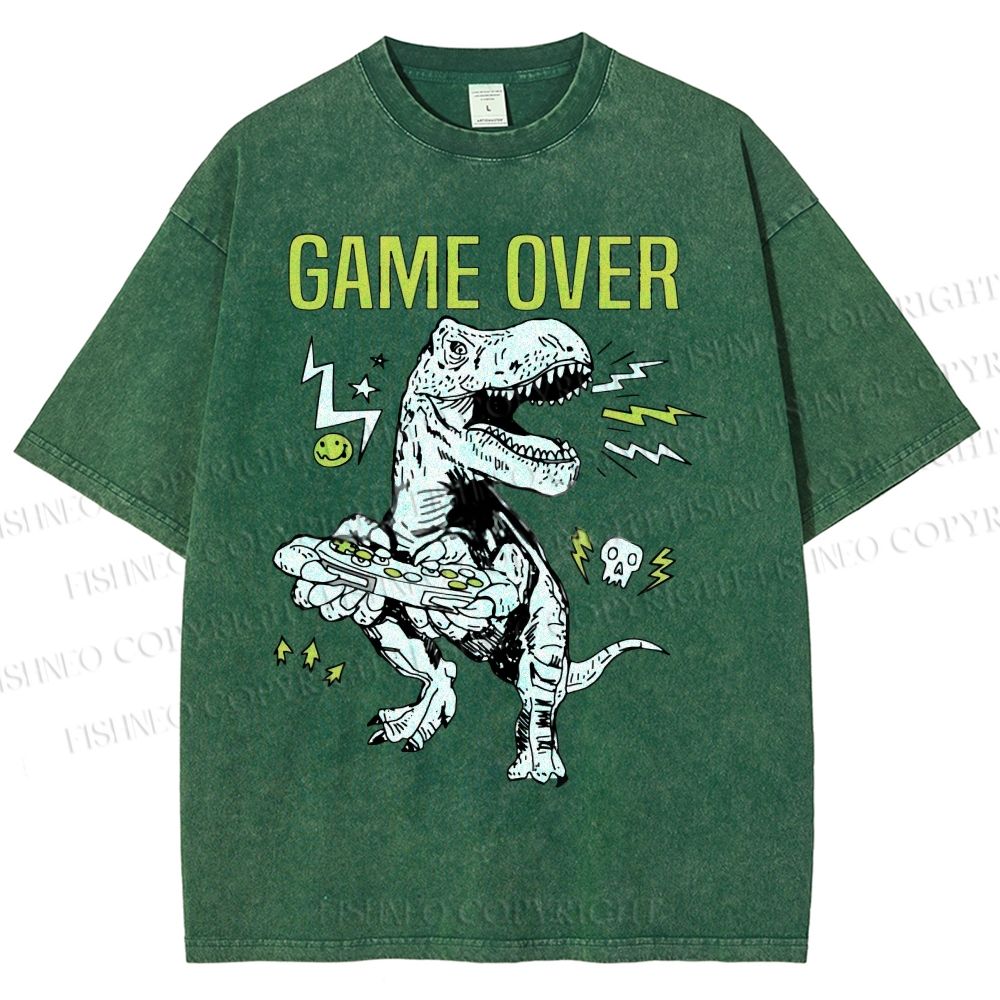 Unisex Game Over Monster Printed Washed Tee