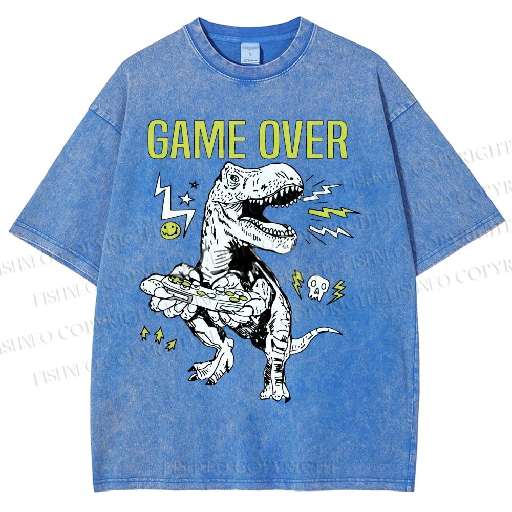 Unisex Game Over Monster Printed Washed Tee