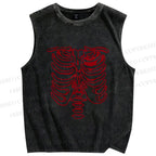 Unisex Rib Bones Printed Washed Tank Top