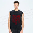 Unisex Rib Bones Printed Washed Tank Top