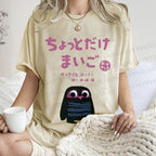 Unisex Vintage Japanese Eagle Bird Printed Washed Tee