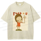 Unisex Vintage Weird Girl Printed Washed Tee