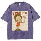 Unisex Vintage Weird Girl Printed Washed Tee