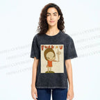 Unisex Vintage Weird Girl Printed Washed Tee