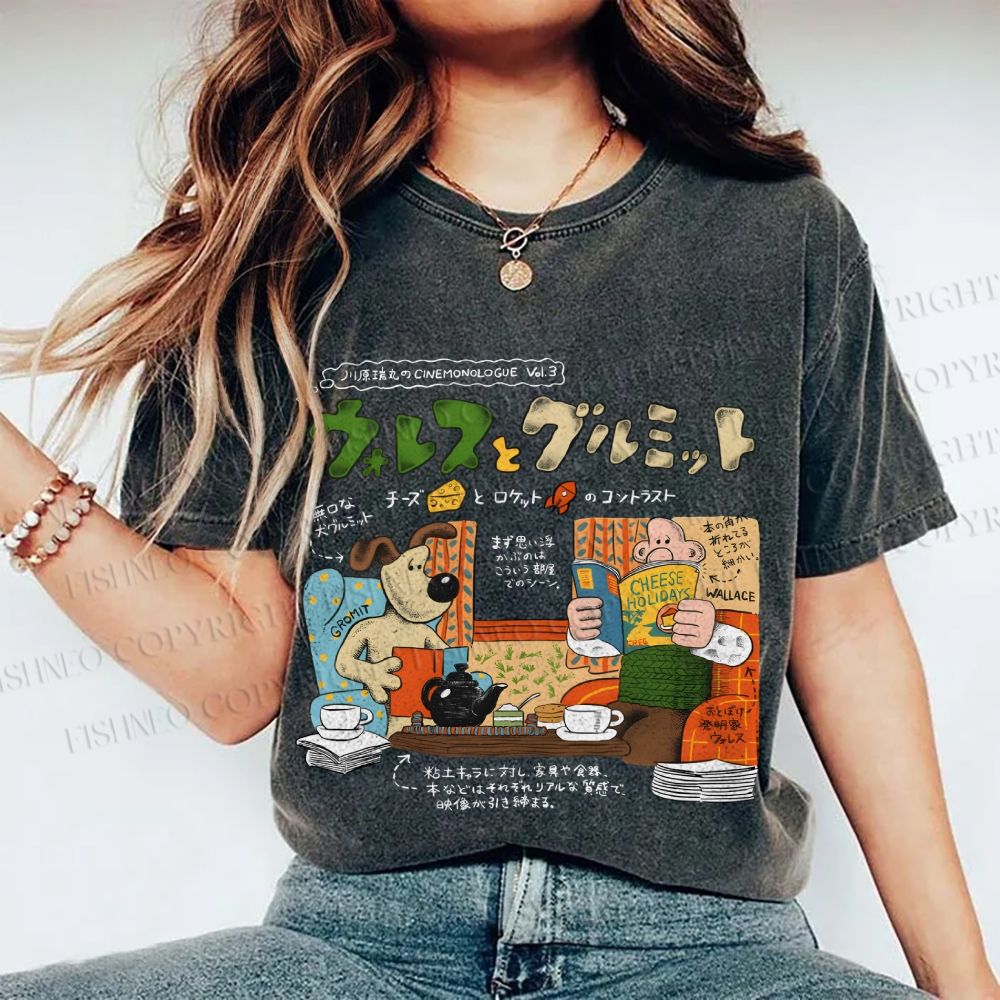 Unisex Vintage Japanese Graffiti Printed Washed Tee