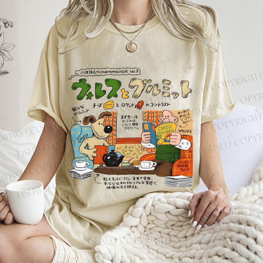 Unisex Vintage Japanese Graffiti Printed Washed Tee