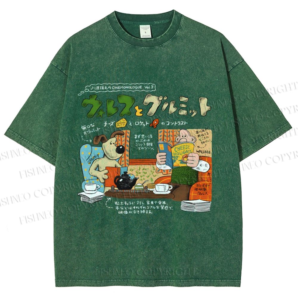 Unisex Vintage Japanese Graffiti Printed Washed Tee