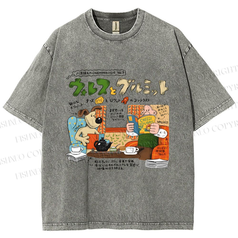 Unisex Vintage Japanese Graffiti Printed Washed Tee