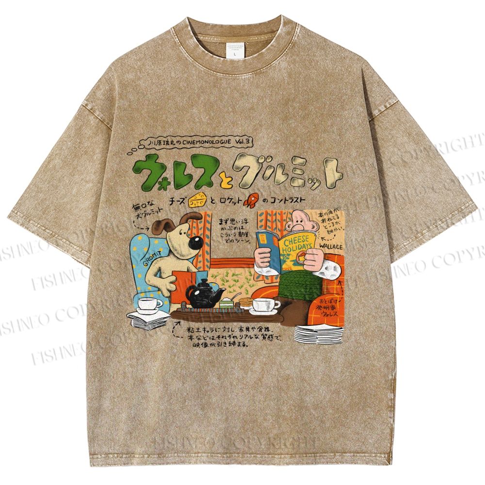 Unisex Vintage Japanese Graffiti Printed Washed Tee