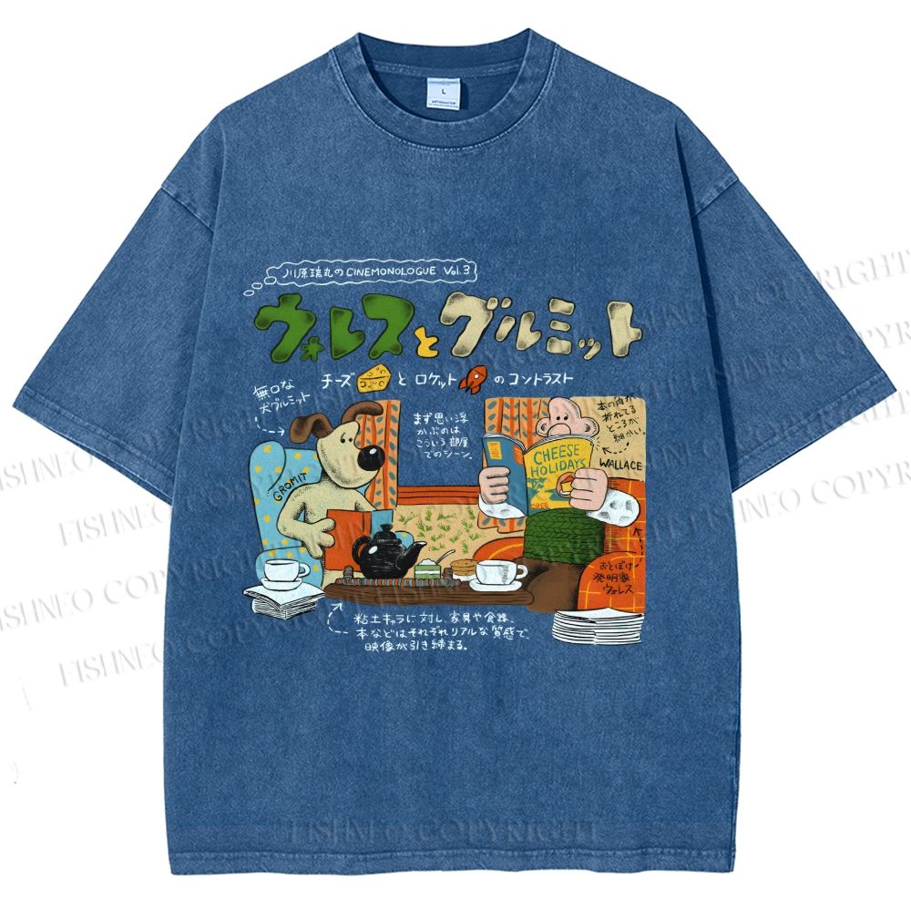 Unisex Vintage Japanese Graffiti Printed Washed Tee