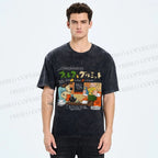 Unisex Vintage Japanese Graffiti Printed Washed Tee